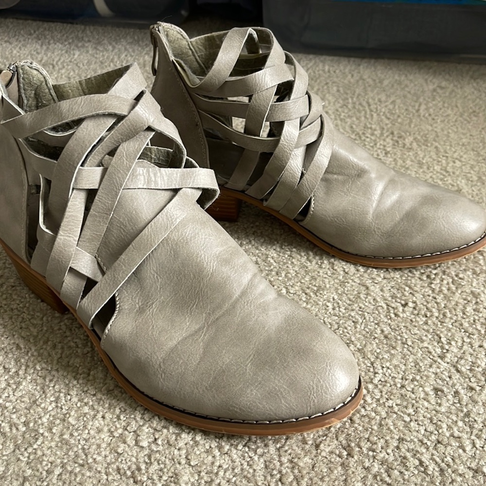 Gray Strap Booties